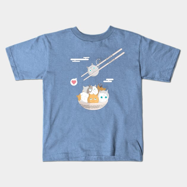 japanese food cat nikoman Kids T-Shirt by Takamichi